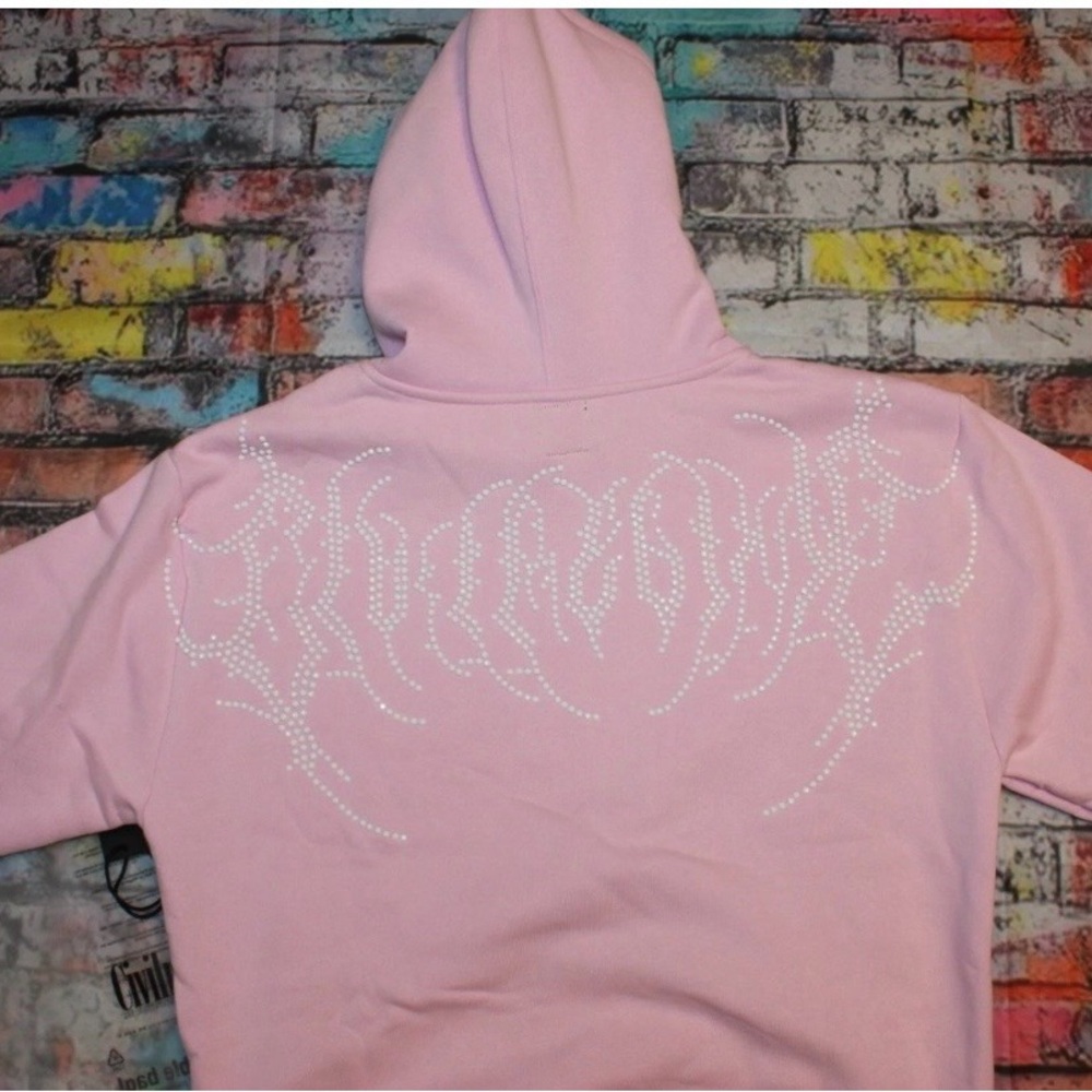 Civil Regime Pink Hoodie with Rhinestone